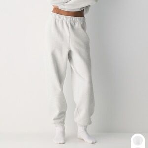TNA cozy fleece boyfriend joggers in Soft Gray